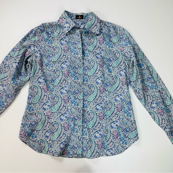 Liberty of London Shirt Sz 12 Blue Paisley Long Sleeve Button - Picture 6 of 12